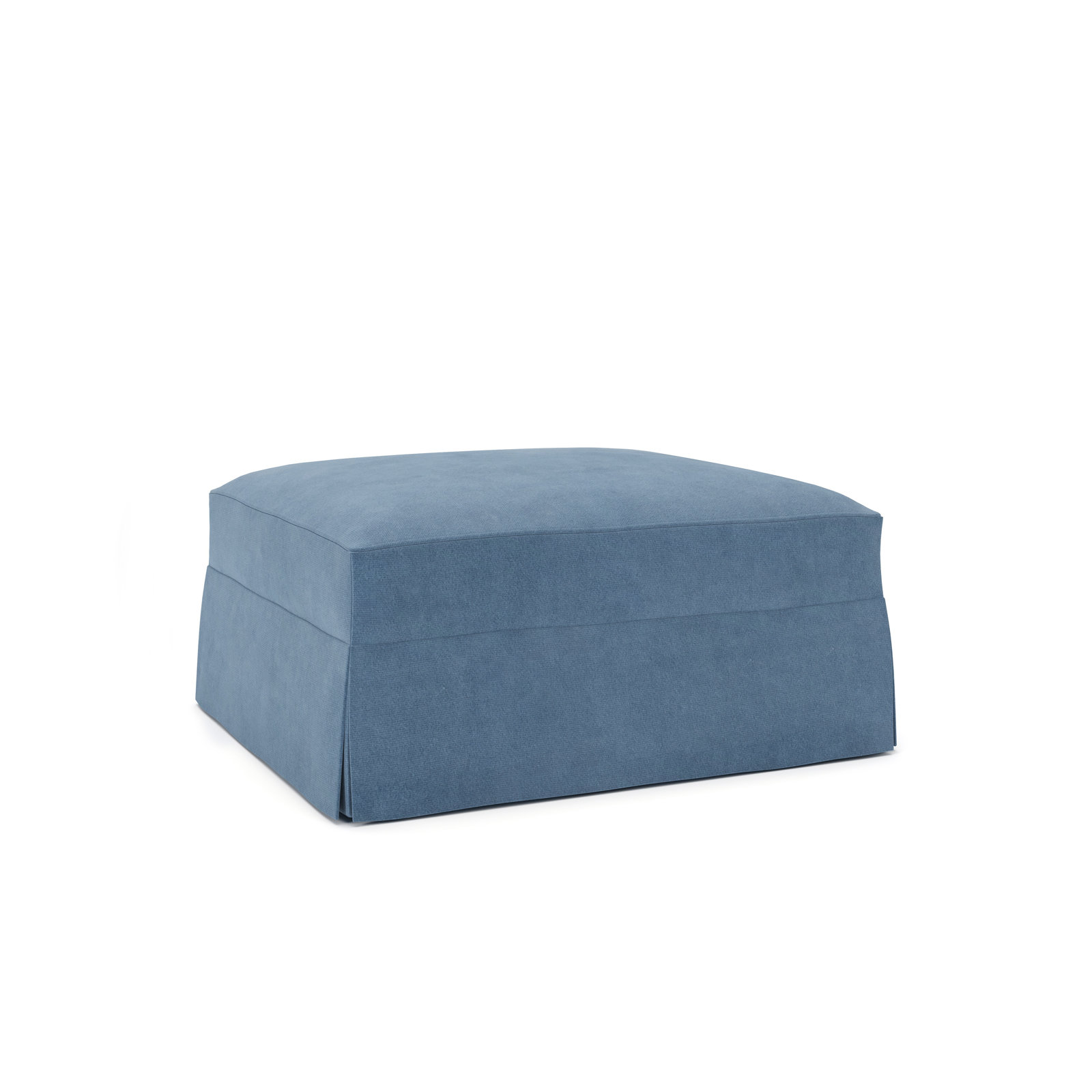 Lucia Upholstered Ottoman, Bella Ocean Performance Velvet