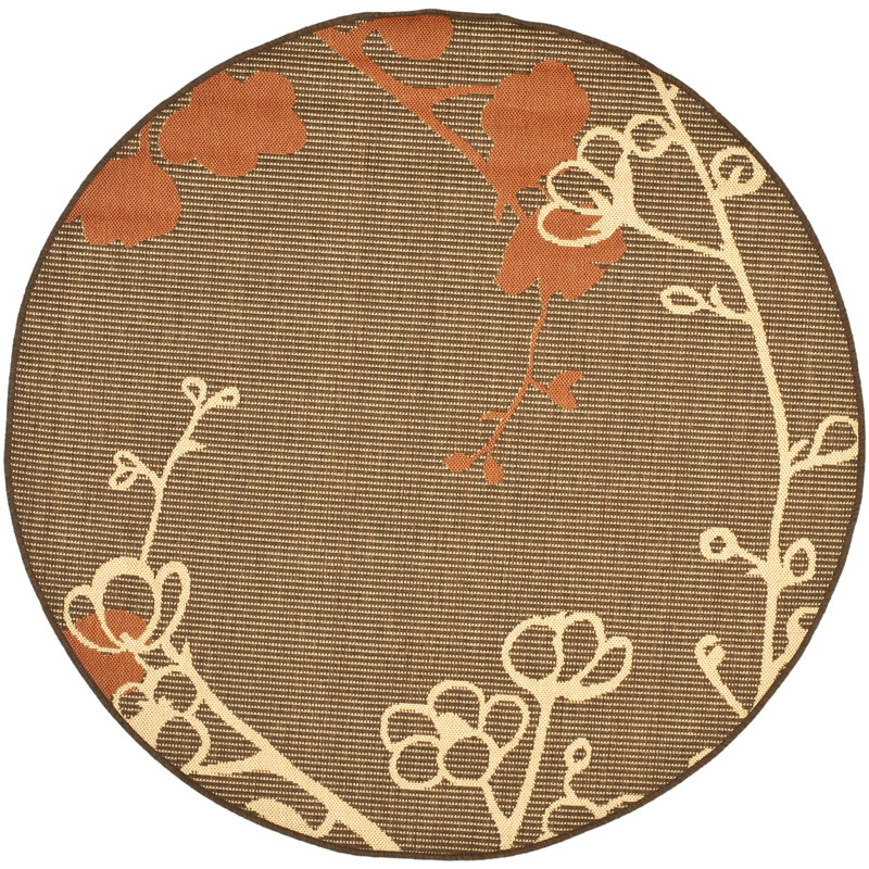 Herefordshire Performance Floral Indoor/Outdoor Area Rug, Round 5'3"