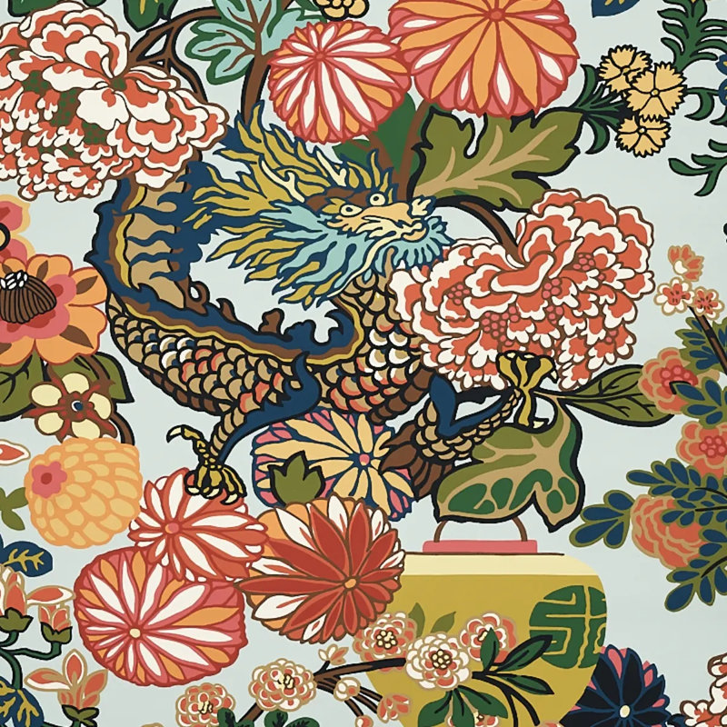 Chiang Mai Dragon Wallpaper, Aquamarine