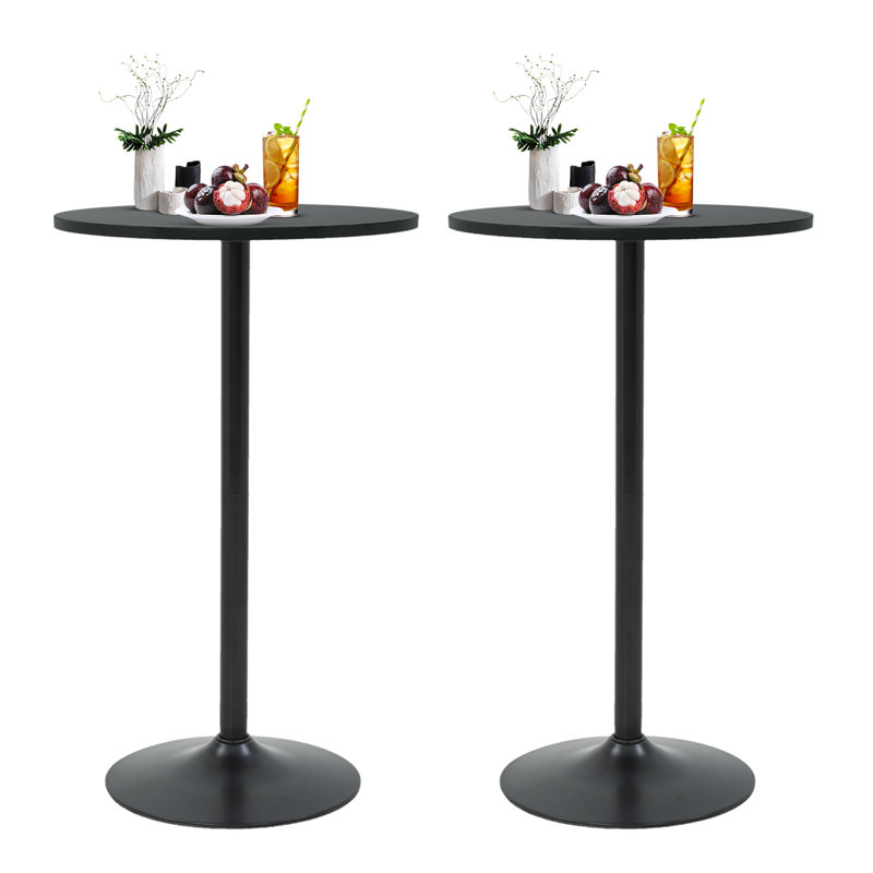 Round Bar Table Bistro Bar Table 39 Inch Height Pub Table With Sturdy Round Metal Base Cocktail Table For Home Kitchen Dining Room (2 Pack, Black)
