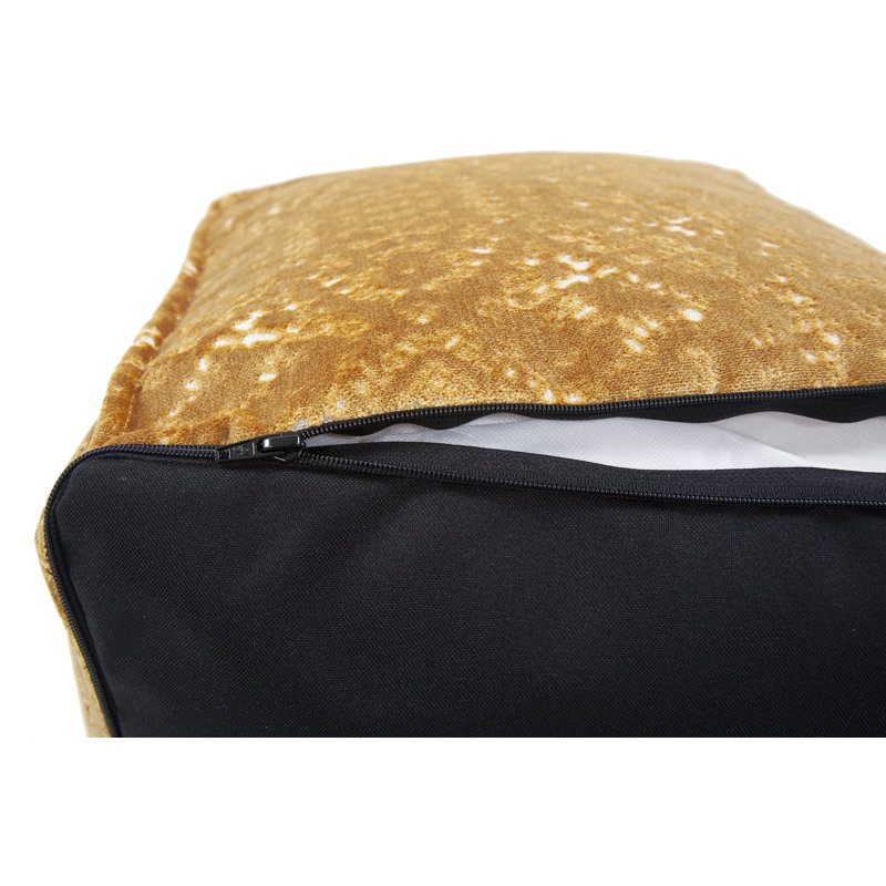 Pouf carré de 20 po de largeur, Mélange de polyester doré Pasini