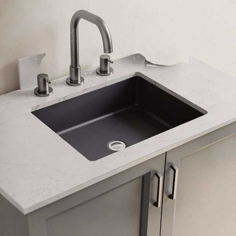 Lexicon Quartz Composite Rectangle Vanity Sink, Black