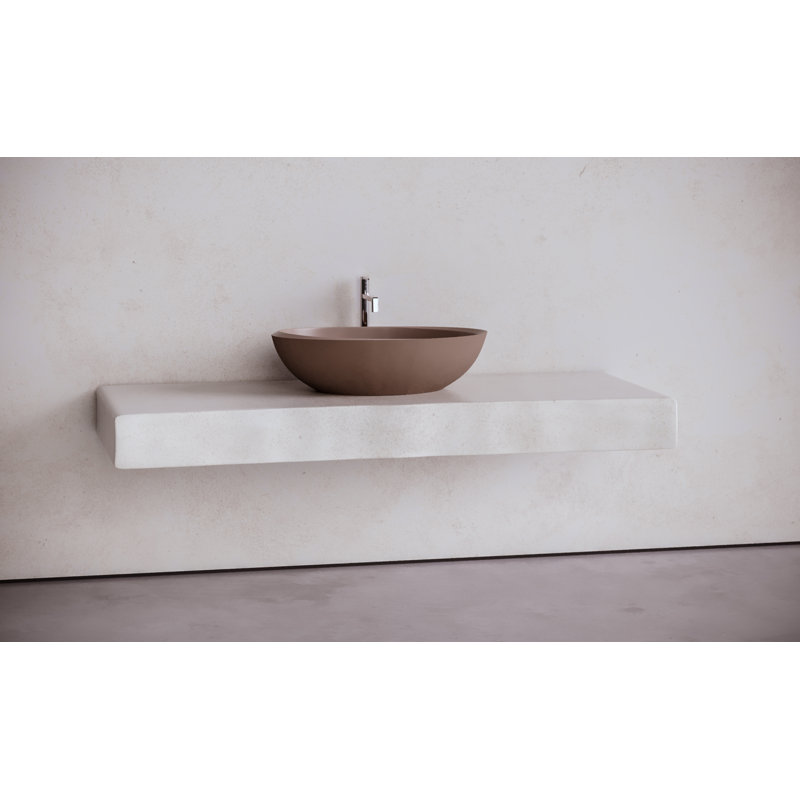 Vast Studio Collection 13.8" Concrete Oval Pedestal Bathroom Sink , Bown 