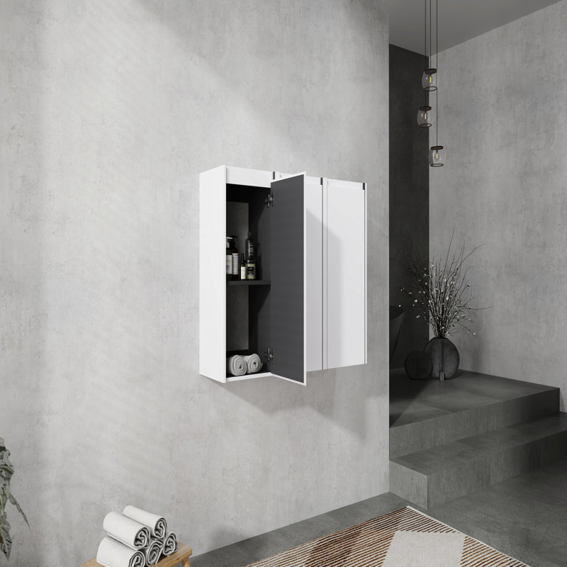 12" Bathroom Side Cabinet, 3-Soft Close Doors, Float Mounting Design, 12*3(Kd-Packing)
