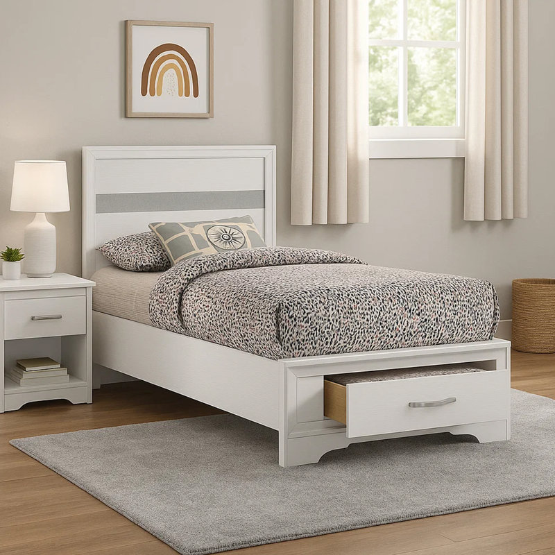 Lit avec rangement Deantown, Simple, Blanc