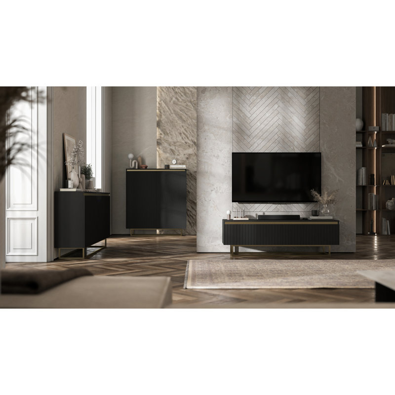 Alinea Unfinished TV Stand for TVs up to 50", Matte Black