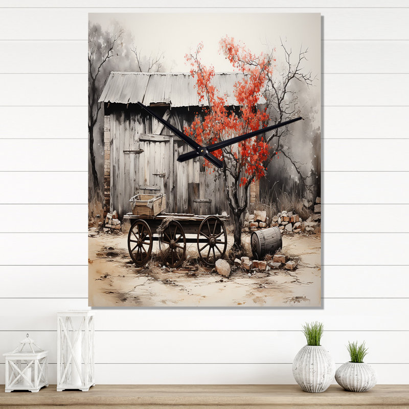 Barn Rustic Elegance I - Horloges murales très grandes de style campagnard, H 40 po x l 30 po x P 1 po