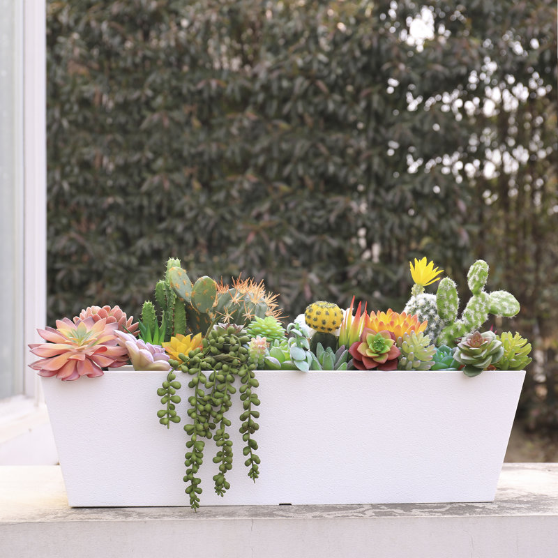 Ensemble de jardinières en plastique 2 pièces, Blanc