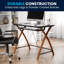 Glass Computer Desk with Pull-Out Keyboard Tray and Crisscross Frame-932448061
