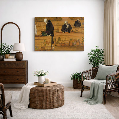 Skeleton Garden Allegory Artwork, Surreal Gothic Living Room Pictures, Framed Canvas Giclee Print Wall Art.
