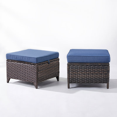 Schutt Wicker Outdoor Ottoman with Cushions