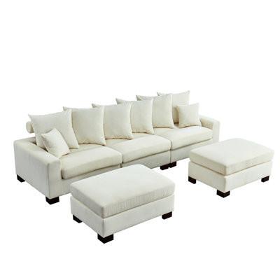 Canapé modulaire en forme de L et en U, surdimensionné à 5 places, tissu en velours côtelé, coussin de siège en mousse confortable, épais, look moderne, facile à assembler pour la décoration intérieure surdimensionnée, siège, housse en tissu, siège ultra, coussins,