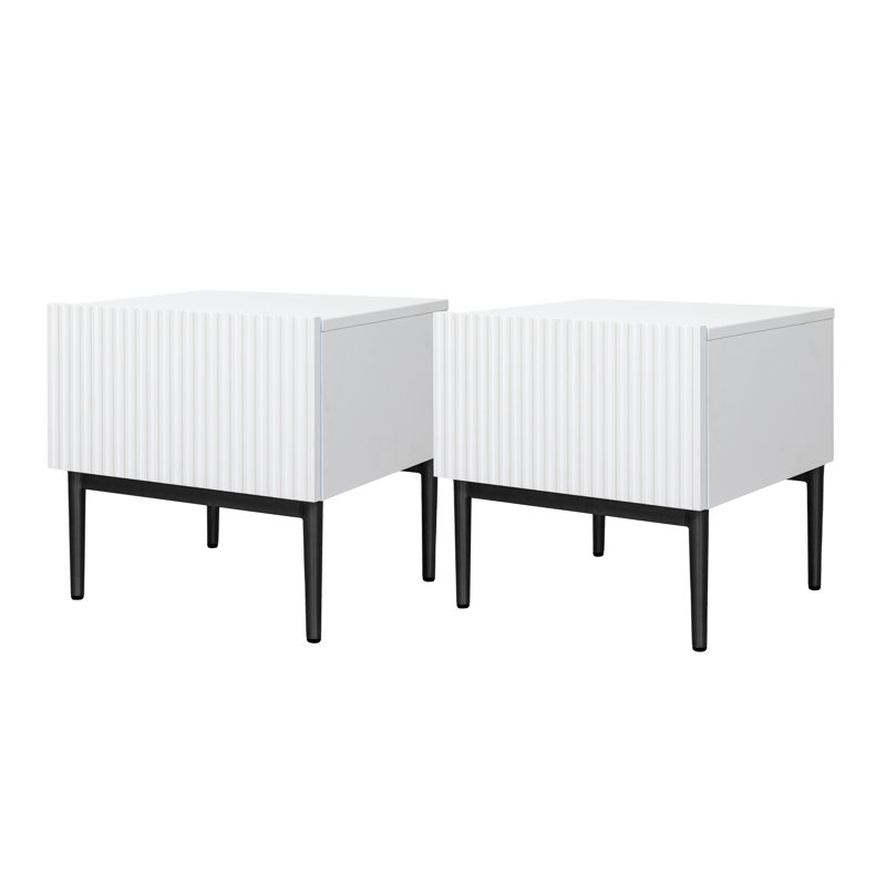 Alantra 46cm W Manufactured Wood Bedside Table, White/Black
