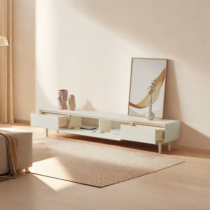 Meuble télé moderne avec pieds hauts, 86.61"