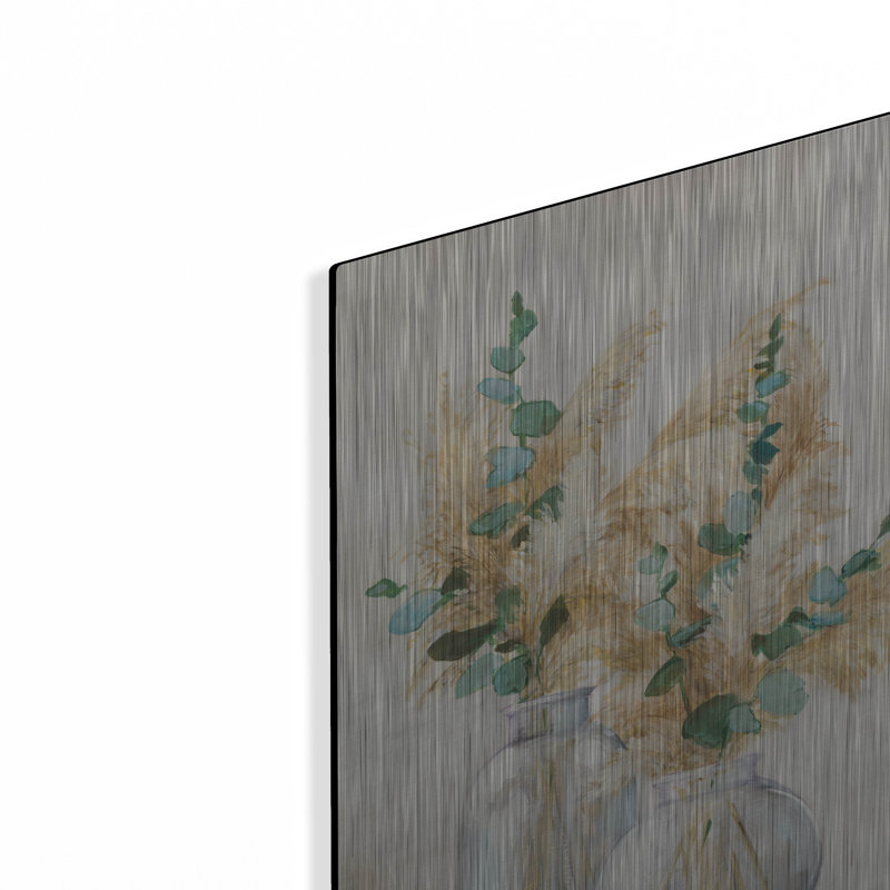 «Pampas and Eucalpytus Bouquet 2» par Julia Purinton, art mural en métal, 12 po x 16 po