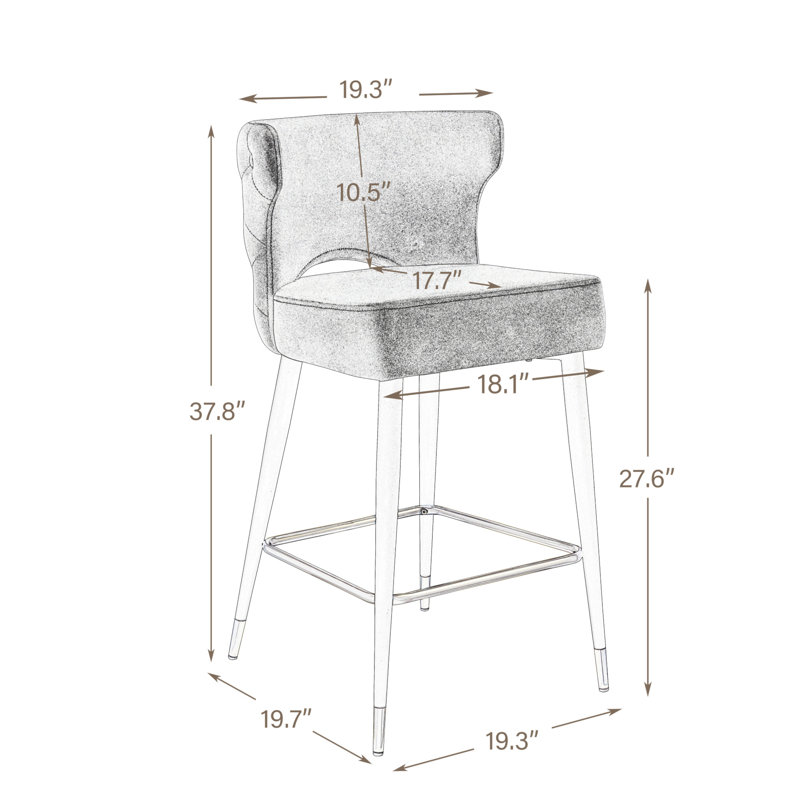Tabouret de bar 28 po Jeannina, Gris, 2