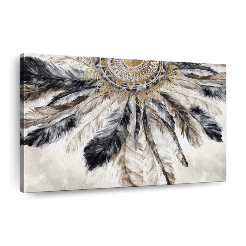 Native American Necklace Of Feathers III Canvas Print, 30" H x 45" W x 1.25" D