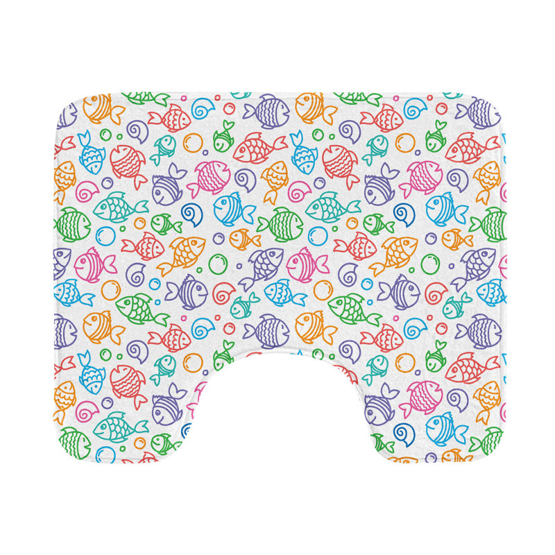 Tapis de salle de bain en forme de U poisson 20 po multicolore