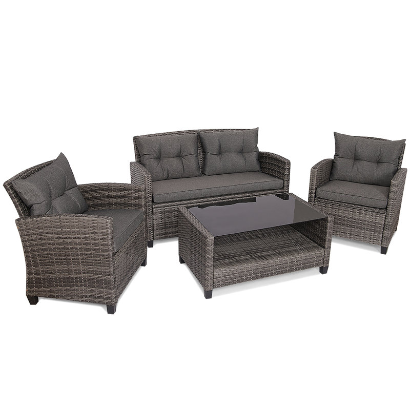 Aashana 4 - Person Patio Conversation Set with Cushions