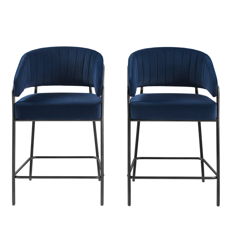 Sheriden Upholstered Counter Stool, Navy