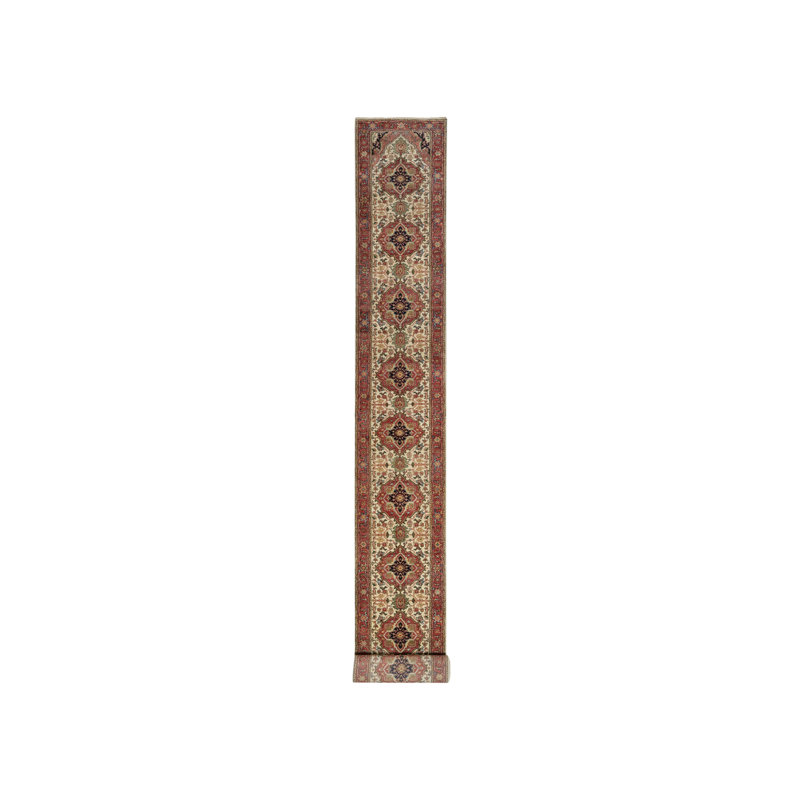 Tapis de couloir en laine blanche 2 pi 8 po x 28 pi 1 po Heris