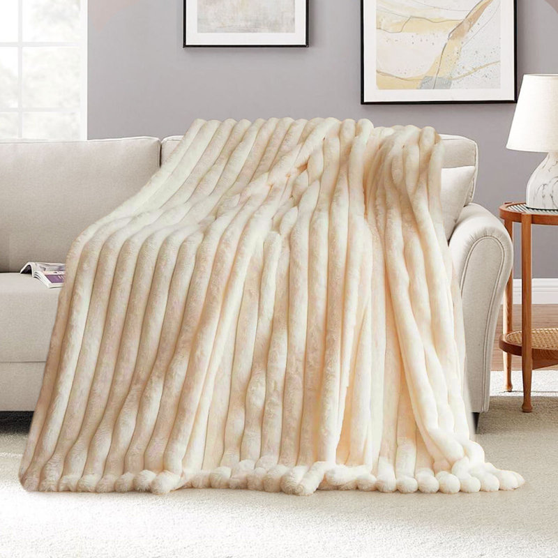 Throw Blanket, 63" W x 63" L, Beige