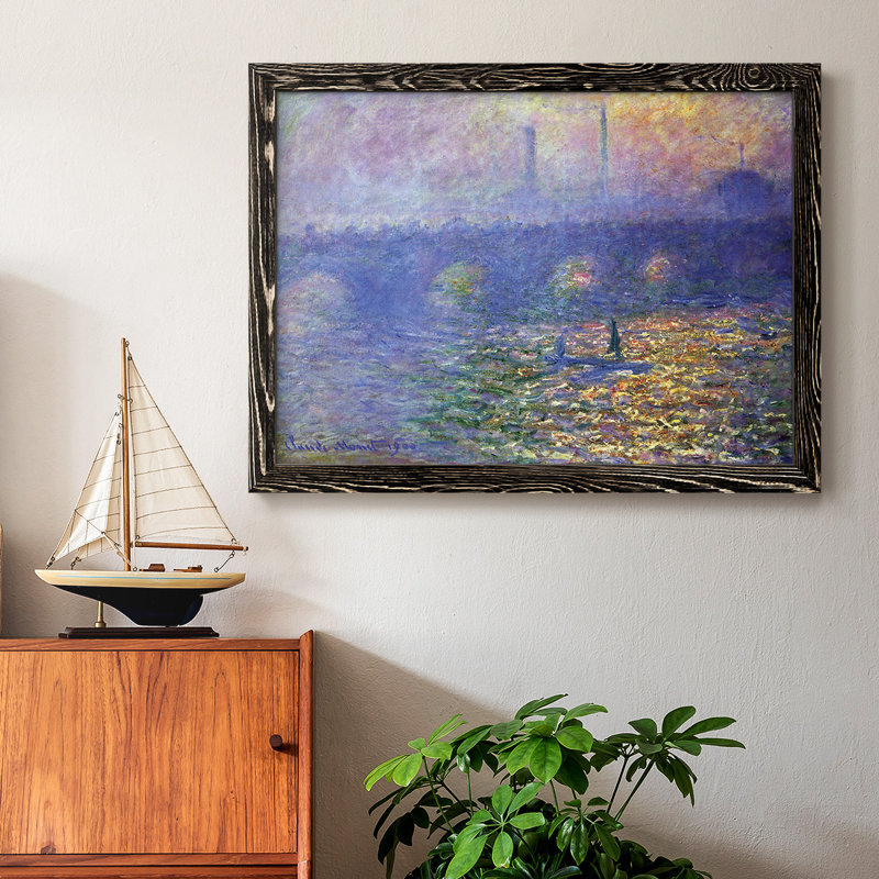 Waterloo Waterloo par Monet, reproduction d'art sur toile, H 22 po x l 32 po x P 1,5 po, Noir
