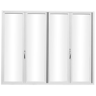 KaMic Elite-Fold 4-Panel Aluminum Folding Door in Sleek with Hidden Hinges & Rollers, Right-to-Left Outward Folding Design - Model # SE-FD4PWH12096-RL-FULL