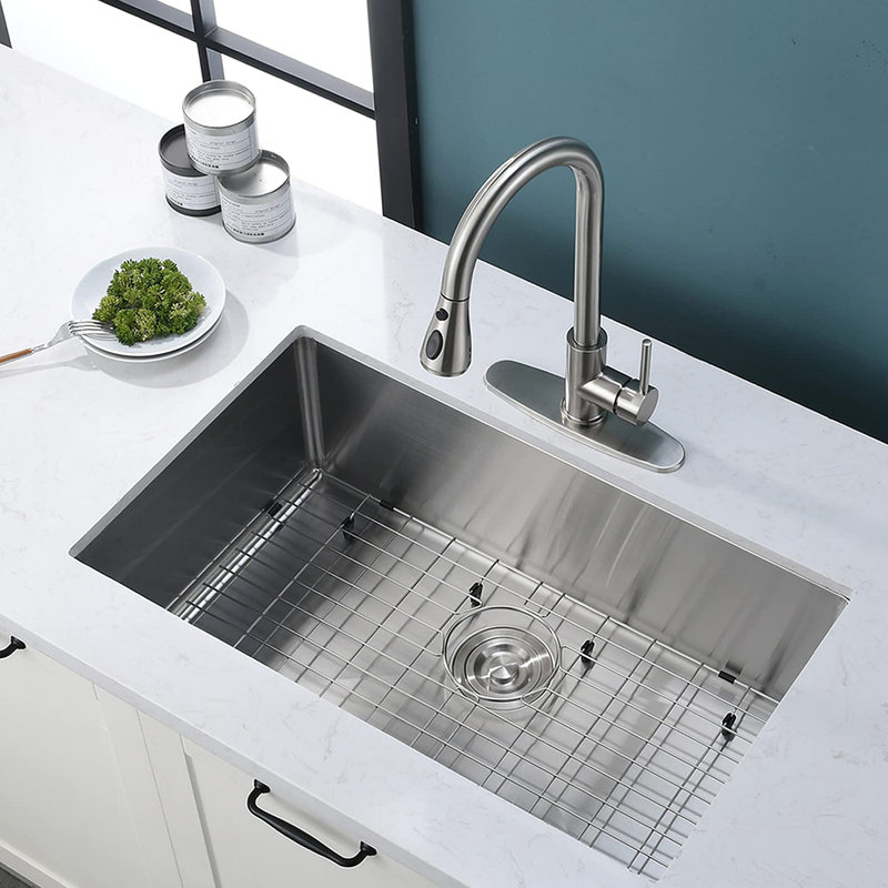 Évier de cuisine encastrable L 27 po x l 18 po avec grille d'évier