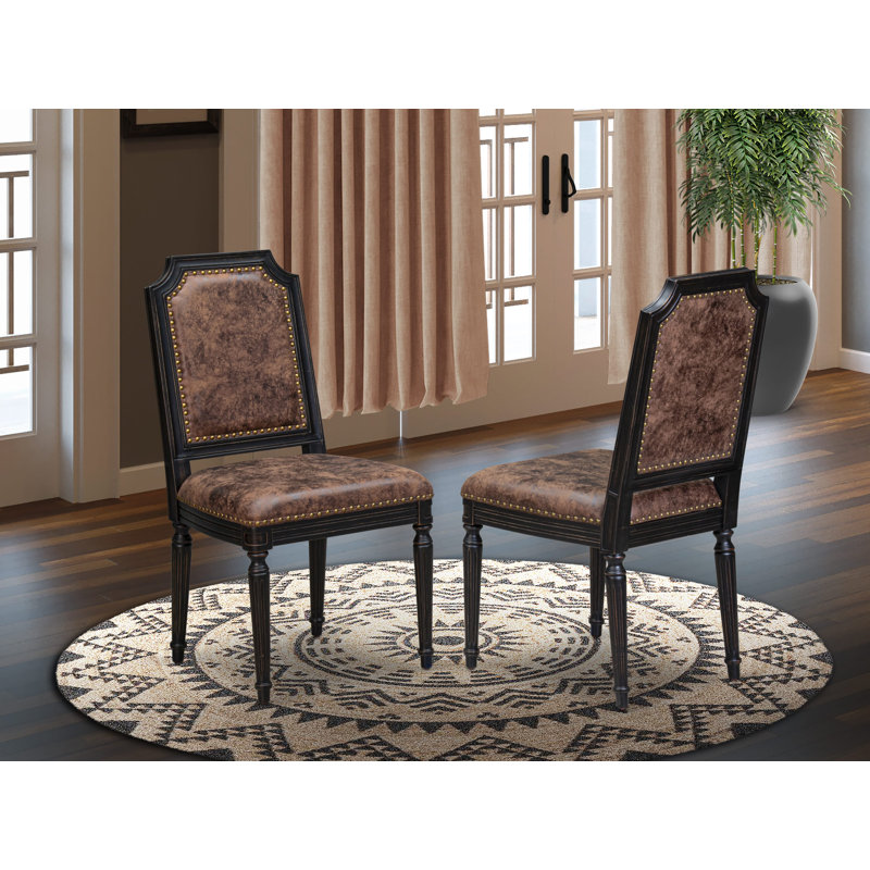 L'ensemble de salle à manger 7 pièces 1C63F3AD53FE4EC59EC2748B97FAA538 comprend une table ronde et 6 chaises en polyester, noir sablage