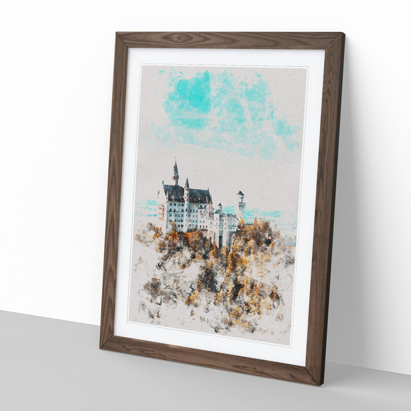 The Neuschwanstein Castle in Germany - Framed Print, Walnut Framed, 36cm H x 27cm W x 2cm D