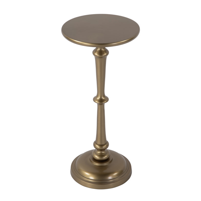 Alisa 10 in. W Round All Metal Pedestal Base End Table, Gold
