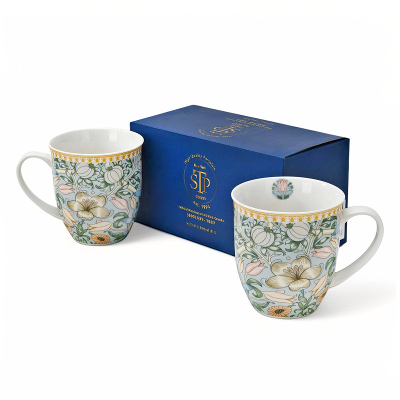 Morris Garden Large Porcelain Mug Set of 2