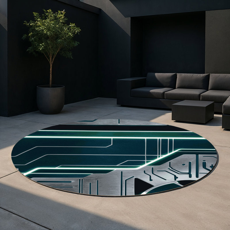 Andromeda Trace Indoor And Outdoor Area Rug, Round 5'