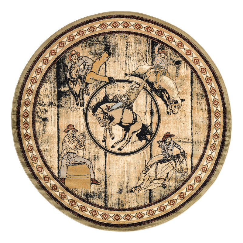 Tapis vert Rugs.com Pioneer, Rond 7 pi 10 po