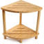 Tabouret de douche d'angle à 2 niveaux en bambou avec tablette de rangement, banc de repose-pieds de douche imperméable pour les pieds de rasage, siège et organisateur de salle de bain, conception peu encombrante