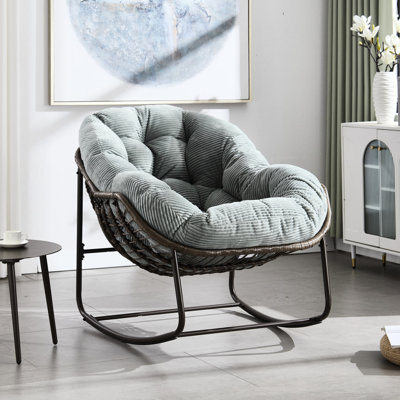 Chaise berçante d'extérieur en couleur - pour porche, patio, jardin, salon et fauteuil inclinable spacieux avec coussin moelleux, véranda relaxante