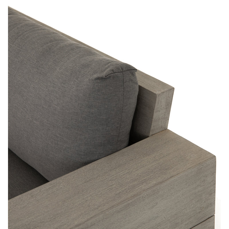 Tsubaki 96" Wide Patio Sofa, Weathered Gray, Charcoal Polypropylene/Olefin