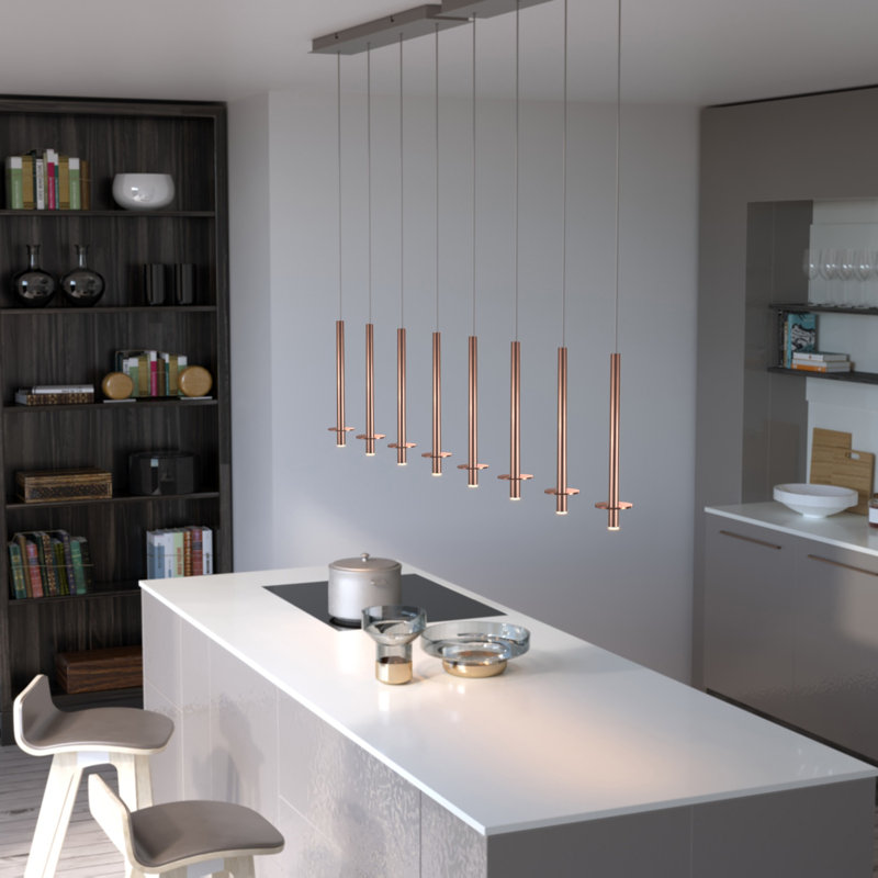 Zakaryan 4 - Light Matte Black Kitchen Island Pendant, Copper