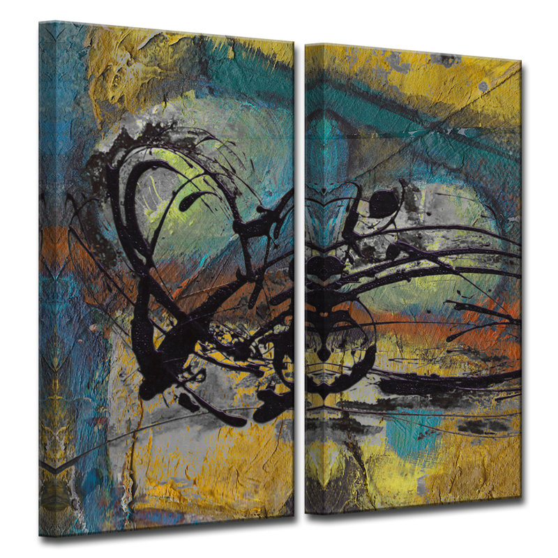 Abstract ABS VII - ensemble de 2 reproductions d'art graphique sur toile tendue, H 40 po x l 20 po x P 1,5 po