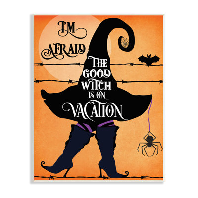 ae-835 " Good Witch on Vacation Fun Festive Halloween Fantasy " Textual Art Print