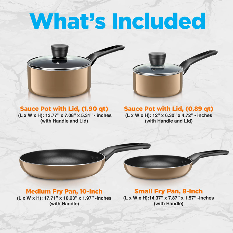 Gold Non-Stick Aluminum 6-Piece Cookware Set