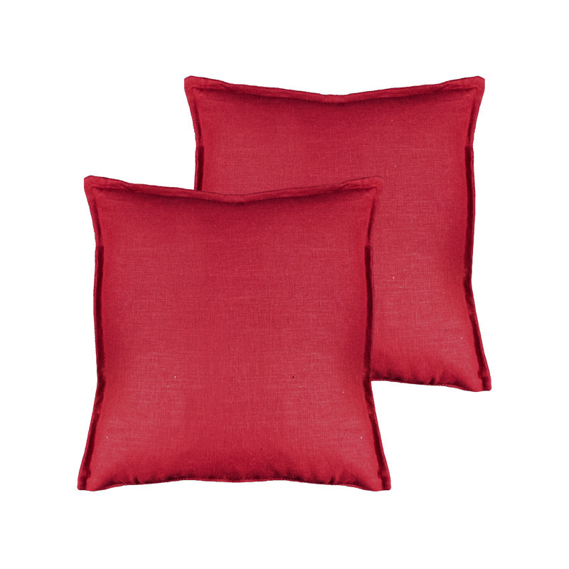Lombard Reversible Decorative Linen Throw Pillow, Red