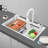 31.5Inch White Modern  Stainless Steel Rectangular Kitchen Sink With Single Bowl, Faucet And Board