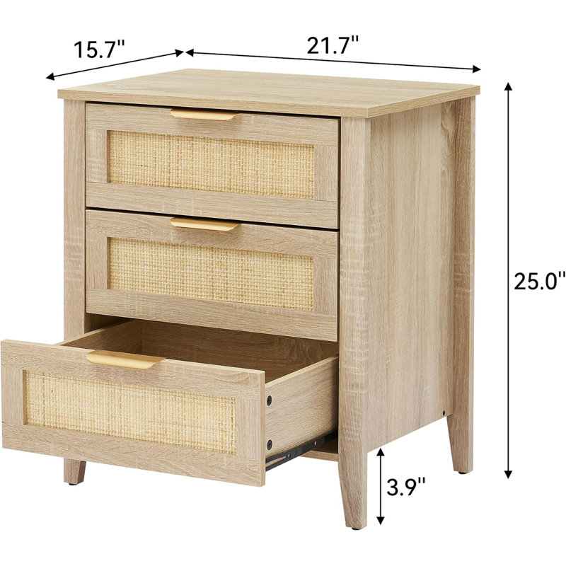55.118cm W Manufactured Wood Bedside Table