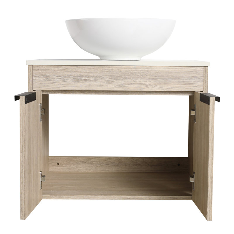 Meuble-lavabo moderne 36 po avec lavabo d'art en céramique