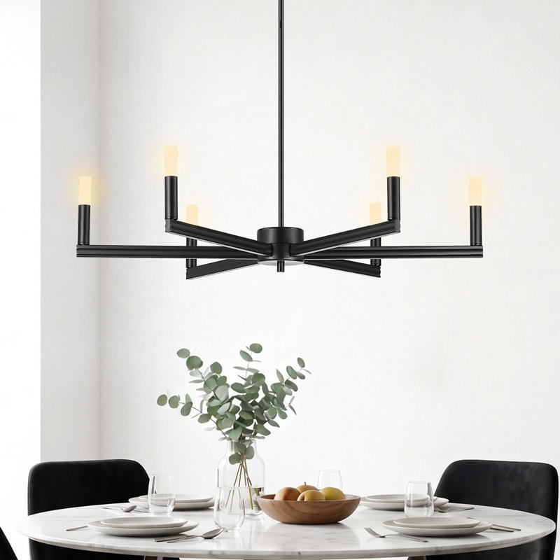 Lustre 34 lumières DEL de style bougie classique 34 ", plafonniers noirs pour îlot de cuisine, salon, vestibule, vestibule