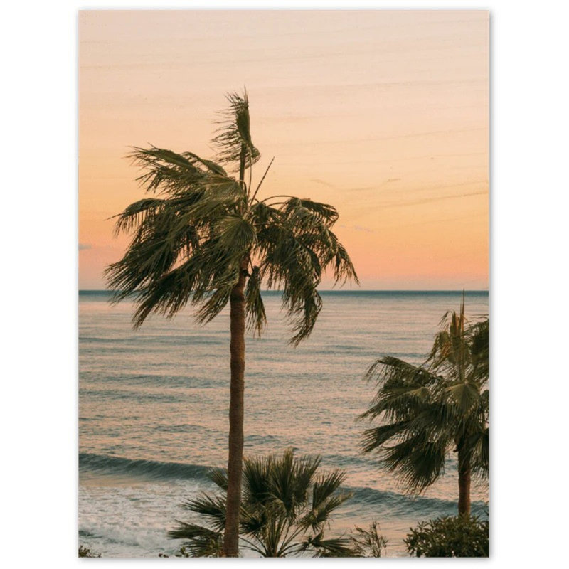 Ocean Palm Trees Print - Tropical Beach Landscape Wall Art - Palm Tree Ocean View Canvas Poster - Coastal Sunset Nature Artwork - Travel Island Decor - Serene Seaside Wall Hanging - Modern Home Decoration Art Print