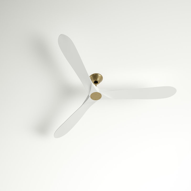 Ventilateur de plafond 3 pales avec télécommande Obsidian, Laiton bruni avec pales blanches, 70 pouces