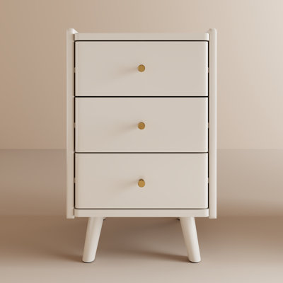 Solid Wood Mid‑Century Modern 3‑Drawer Bedroom Nightstand